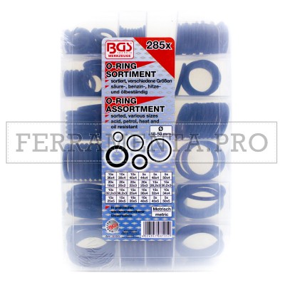 KIT ASSORTIMENTO O-RING GUARNIZIONI XXL METRICI DA 285 PEZZI 18-50mm