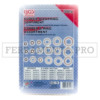 KIT ASSORTIMENTO O-RING GUARNIZIONI IN RAME DA 300 PEZZI PROFESSIONALE