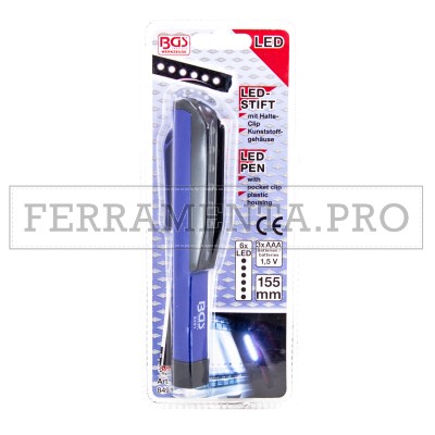 TORCIA 6 LED A PENNA LUCE ALTA LUMINOSITÀ LAMPADA con CLIP PICCOLE DIMENSIONI