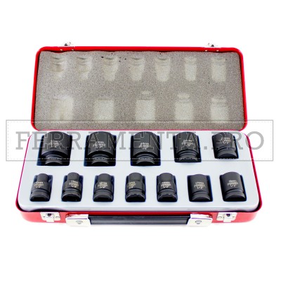 KIT 12 BUSSOLE POWER IMPACT ATTACCO 1/2 per AVVITATORE PISTOLA IMPULSI PNEUMATICA