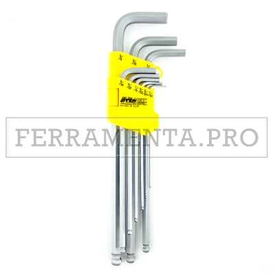 KIT 9 BRUGOLE CHIAVI ESAGONALI LUNGHE in POLLICI TESTA SFERICA