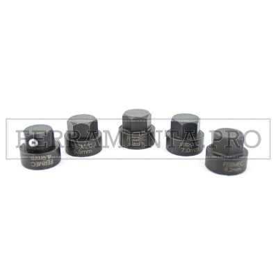 SET 5 PEZZI ADATTATORI MAGNETICI PORTA MASCHI con SFERA DI BLOCCAGGIO per CHIAVE A CRICCO POLIGONALE da 13mm