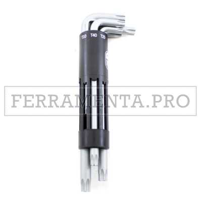 SERIE KIT 8 CHIAVI A BRUGOLA PIEGATE SATINATE con IMPRONTA TORX e IMPUGNATURA 