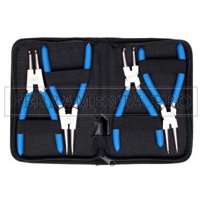 KIT 4 PINZE per ANELLI di BLOCCAGGIO ARRESTO SEEGER INTERNI ESTERNI VARIE MISURE