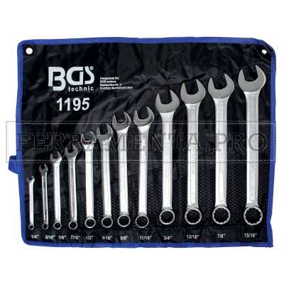 SERIE SET KIT 12 CHIAVI COMBINATE FISSE e POLIGONALI STELLA in POLLICI POLLICE