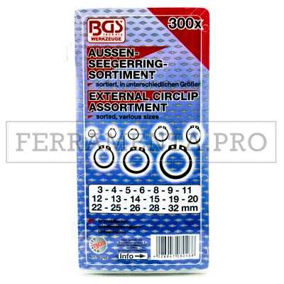 KIT ASSORTIMENTO 300 ANELLI ELASTICI SEEGER ESTERNI 3-32mm PROFESSIONALI PERNI ALBERI