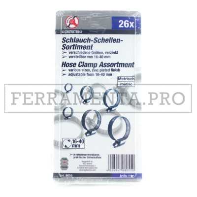 KIT ASSORTIMENTO FASCETTE STRINGITUBI ACCIAIO ZINCATO DA 26 PEZZI PROFESSIONALE