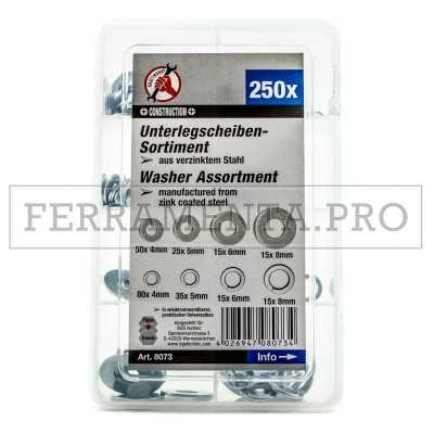 ASSORTIMENTO 250 PEZZI RONDELLE ASSORTITE PIANE e ELASTICHE