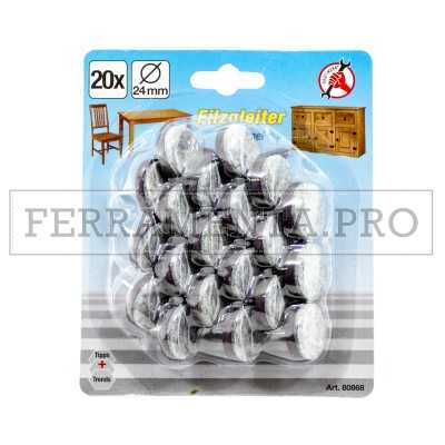 KIT 20 FELTRINI CHIODATI per SEDIE DIVANI TAVOLI MOBILI Ø 24mm con CHIODO 