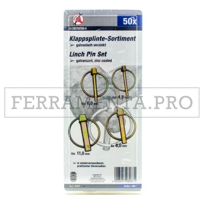 KIT 50 PEZZI COPPIGLIE A SCATTO AD ANELLO ZINCATE per CARICHI PESANTI