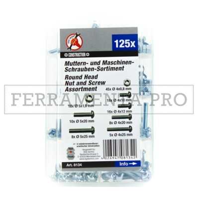 KIT ASSORTIMENTO 125 DADI E VITI M4 M5 GALVANIZZATE PROFESSIONALI