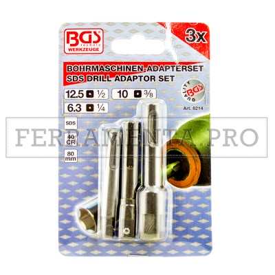 SET 3 PEZZI ADATTATORI da ATTACCO SDS a QUADRO con SFERA DI BLOCCAGGIO per BUSSOLE VARIE MISURE