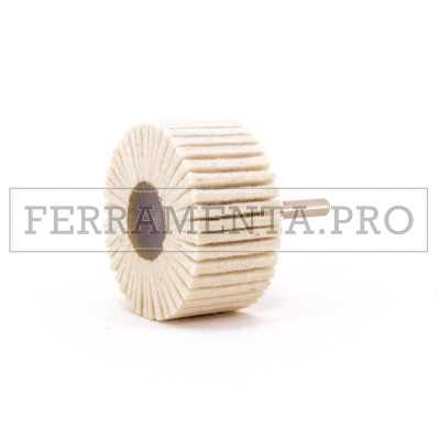 RUOTA LAMELLARE LAMELLE in FELTRO con GAMBO per LUCIDATURA A SPECCHIO ACCIAIO INOX OTTONE