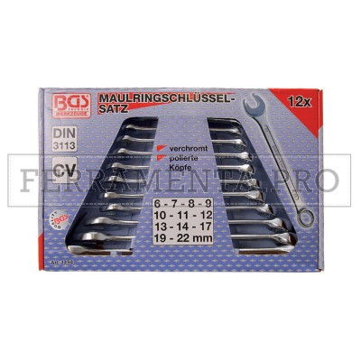 SERIE SET 12 CHIAVI INGLESI a FORCHETTA da 6 a 22 mm COMBINATE FISSE METRICHE