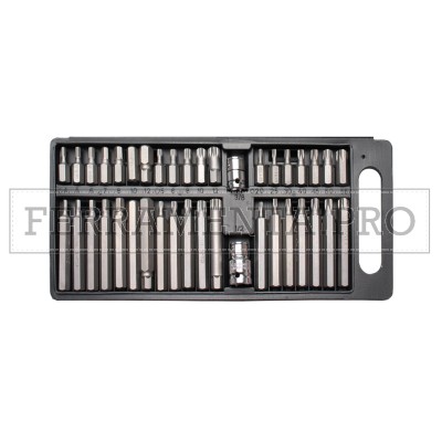 KIT SET 40 INSERTI ATTACCO 10mm LUNGHEZZA 30-75mm + ADATTATORE QUADRO 3/8 e 1/2