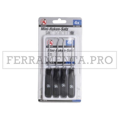 KIT ASSORTIMENTO 4 GANCI UNCINI in INOX per RIMOZIONE O-RING GUARNIZIONI 