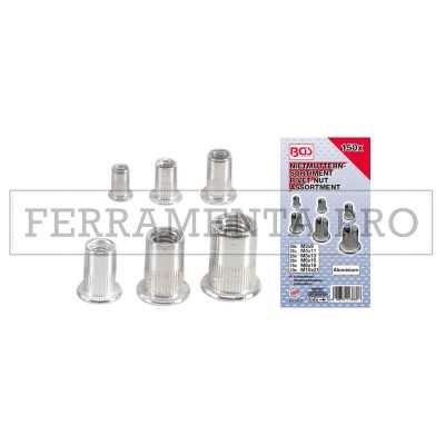 ASSORTIMENTO 150 INSERTI RIVETTI FILETTATI da M3 a M10 in ALLUMINIO
