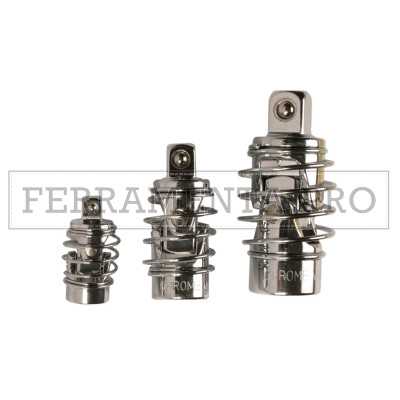 SET 3 PZ SNODO CON MOLLA BUSSOLE ATTACCO QUADRO CROMO VANADIO 1/4" 3/8" 1/2"