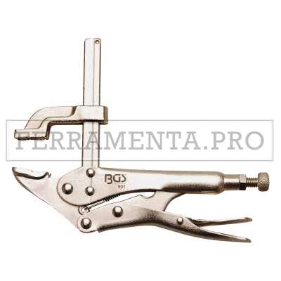 PINZA a SCATTO AUTOBLOCCANTE REGOLABILE con BRACCIO LUNGO FISSAGGIO BLOCCAGGIO