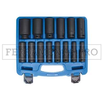 SET 14 BUSSOLE BOCCOLE IMPACT a MACCHINA ESAGONALI LUNGHE 1/2" da 10 a 32 mm