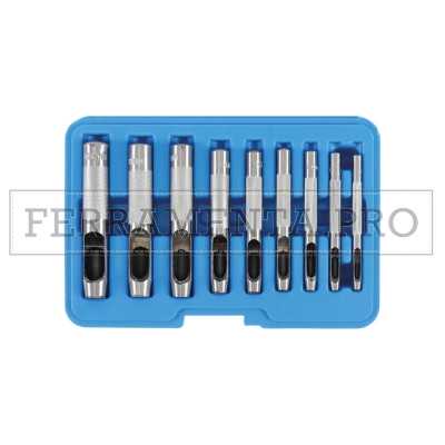 SET 9 FUSTELLE FUSTELLA PUNZONI PUNZONE da 3 a 12 mm CUOIO LAMIERA GOMMA LEGNO