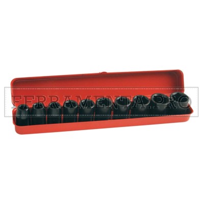 CASSETTA SET 10 BUSSOLE ESAGONALI 10-24mm per AVVITATORE PNEUMATICO IMPULSI 1/2