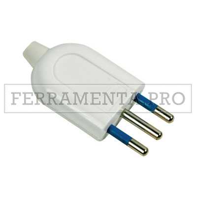 SPINA ELETTRICA MOBILE VOLANTE BIANCA 2 POLI + TERRA 10A per PROLUNGA CABLAGGIO