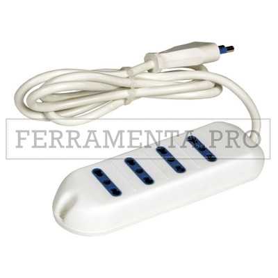 MULTIPLA MULTIPRESA CIABATTA con 4 PRESE PRESA BIPASSO 2P+T CAVO 1,5 mt