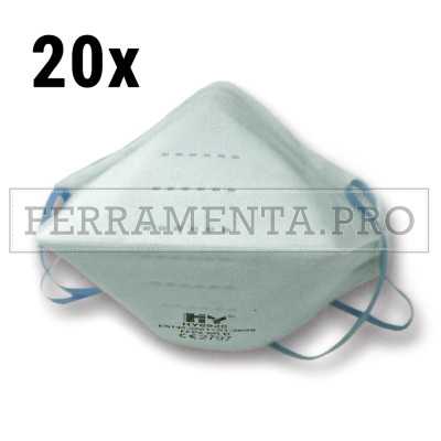 20 x MASCHERINA FACCIALE FILTRANTE MONOUSO FFP2 NR pieghevole senza valvola - Confezione da 20