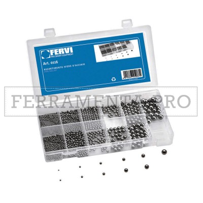 SET SERIE ASSORTIMENTO 450 SFERE PALLINE METRICHE in ACCIAIO CROMATO FERVI 0116