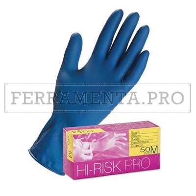 GUANTI MONOUSO ALTA RESISTENZA in LATTICE BLU GOMMA NATURALE SENZA POLVERE 50Pz