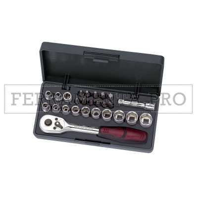 SET 26 PEZZI CHIAVI a BUSSOLA con CRICCHETTO PROLUNGA INSERTI 1/4" KRAFTWERK 