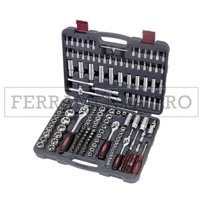 KIT CASSETTA VALIGETTA ATTREZZI 200 PZ BUSSOLE INSERTI GIRAVITI PROLUNGHE