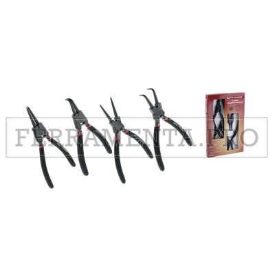 SET 4 PINZE DRITTE CURVE KRAFTWERK per ANELLI ELASTICI SEEGER INTERNI ed ESTERNI