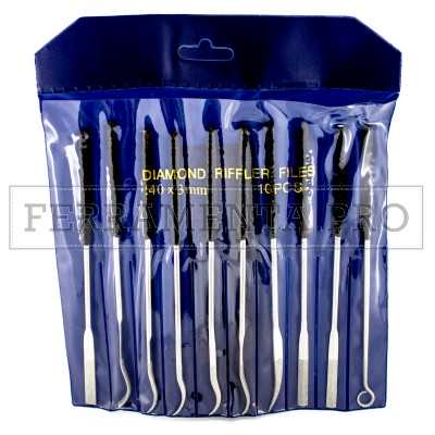 KIT 10 LIME DIAMANTATE SAGOMATE CURVE PROFESSIONALI DIAMOND FILE SET