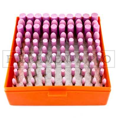 KIT 100 MOLE RUOTE VETRIFICATE AL CORINDONE ROSA con GAMBO 3mm per STAMPISTI CILINDRICHE CONICHE OVALI SFERICHE OGIVE