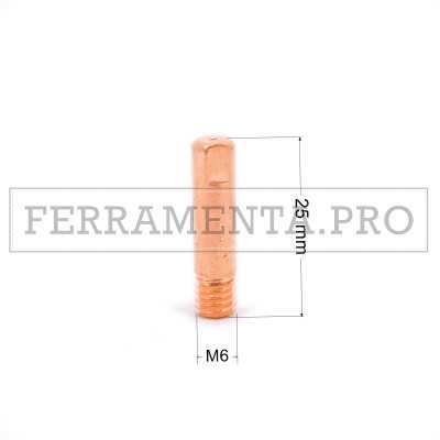 UGELLO PUNTA GUIDAFILO IN RAME 6x25mm per TORCIA SALDATURA MIG