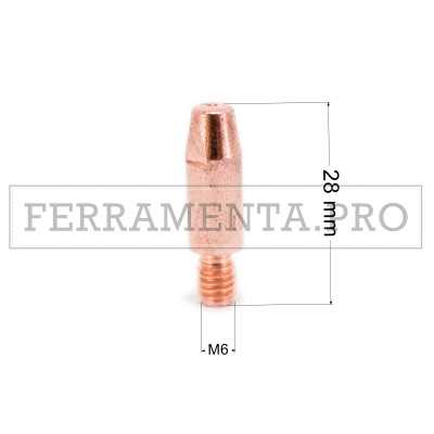 UGELLO PUNTA GUIDAFILO IN RAME 6x28mm per TORCIA SALDATURA MIG