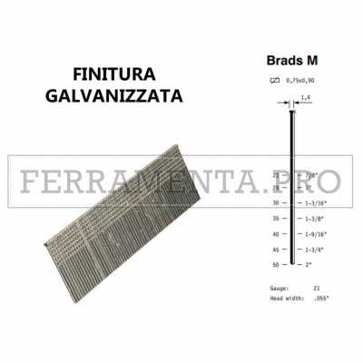 CONFEZIONE MICRO GROPPINI OMER BRADS M TESTA 1,4 mm GALVANIZZATI L.da 12 a 50mm