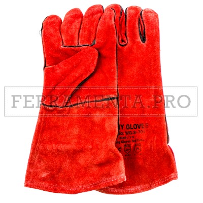 GUANTO DA LAVORO PROTETTIVO in PELLE CROSTA per SALDATURA RESISTENTI AL CALORE MANICHETTA ROSSI