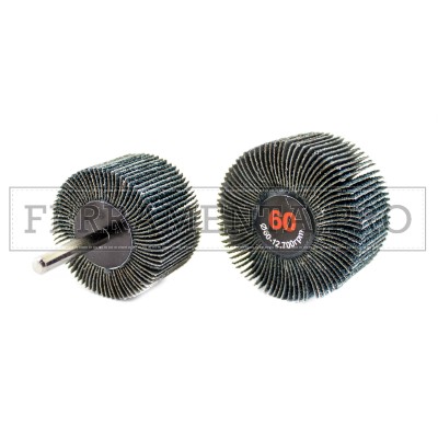 RUOTA ABRASIVA LAMELLARE in TELA ALLO ZIRCONIO per TRAPANO FRESA con GAMBO 6mm per SATINATURA INOX ACCIAIO