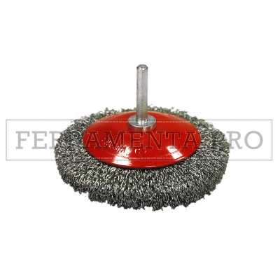 SPAZZOLA CONICA GAMBO 6 mm FILI ACCIAIO o INOX per PULIZIA SALDATURE con TRAPANO