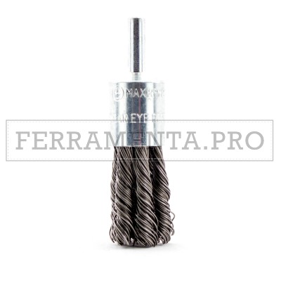 SPAZZOLA PENNELLO FRONTALE in ACCIAIO MAZZETTI RITORTI per TRAPANO con GAMBO 6mm