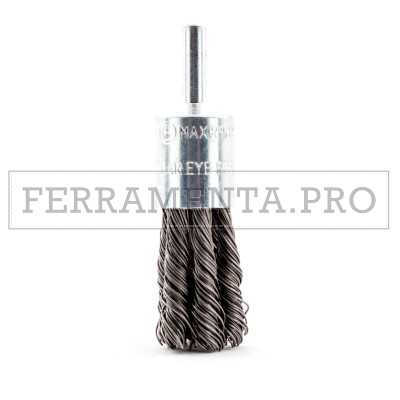 SPAZZOLA PENNELLO FRONTALE in ACCIAIO MAZZETTI RITORTI per TRAPANO con GAMBO 6mm
