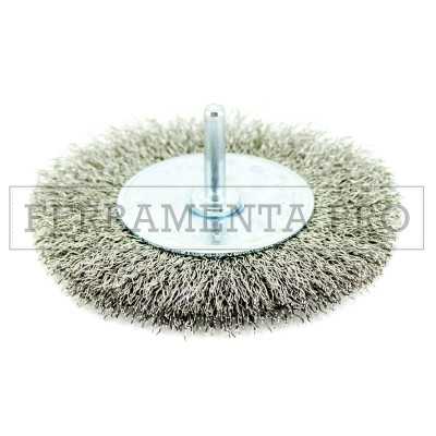 SPAZZOLA CIRCOLARE in INOX per TRAPANO con GAMBO 6mm per PULIZIA RUGGINE VERNICE