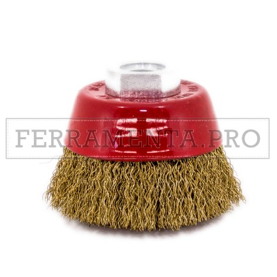 SPAZZOLA A TAZZA FILI ACCIAIO ONDULATI ATTACCO M14 SMERIGLIATRICE