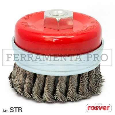 SPAZZOLA A TAZZA RINFORZATA FILI ACCIAIO INOX RITORTI INTRECCIATI M14