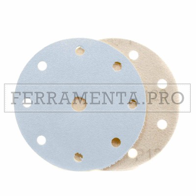 DISCO VELCRATO STEARATO FORI 8+1 Ø150mm per ROTORBITALE per LEVIGARE LEGNO VERNICE STUCCO CARROZZERIA 