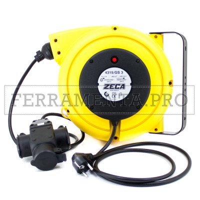 AVVOLGICAVO ANTIURTO PROLUNGA 15 m ZECA 4315/GS 3 con 3 PRESE e SPINA SCHUKO 