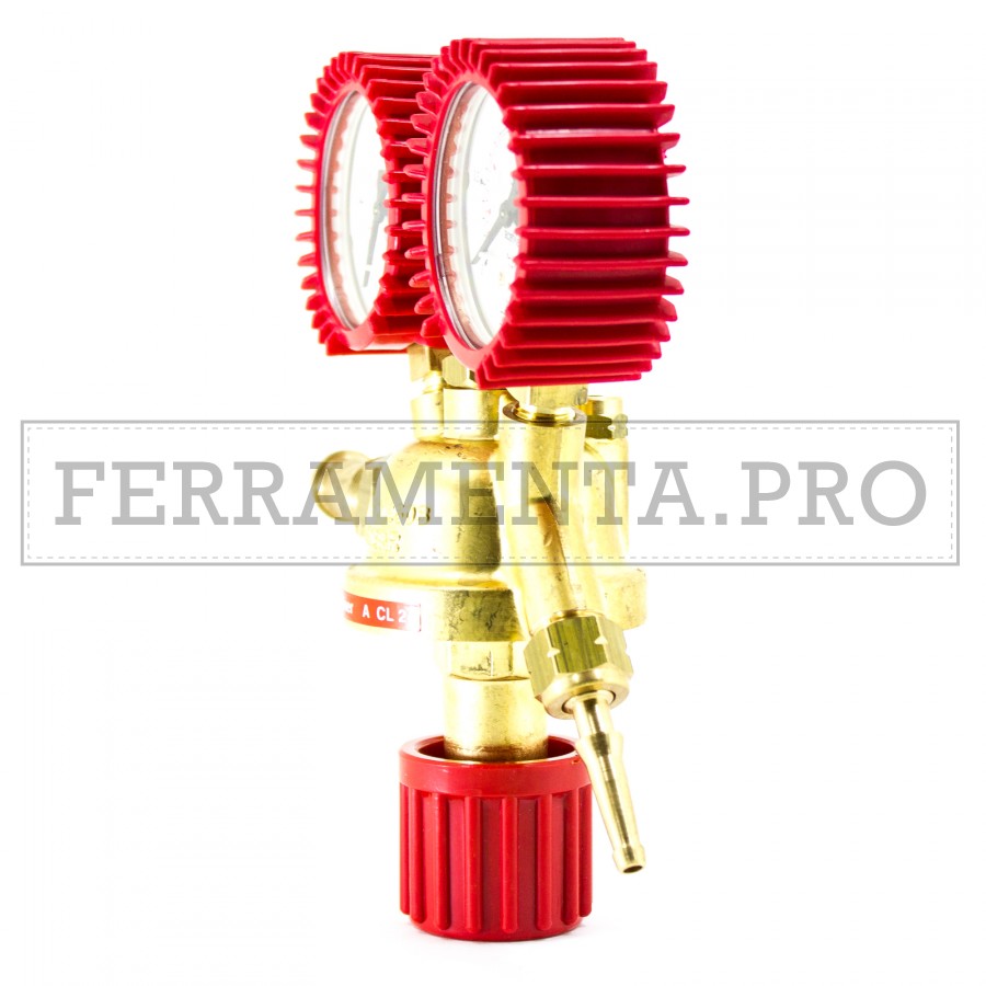 Riduttore di pressione Acetilene a 2 manometri con attacco a staffa